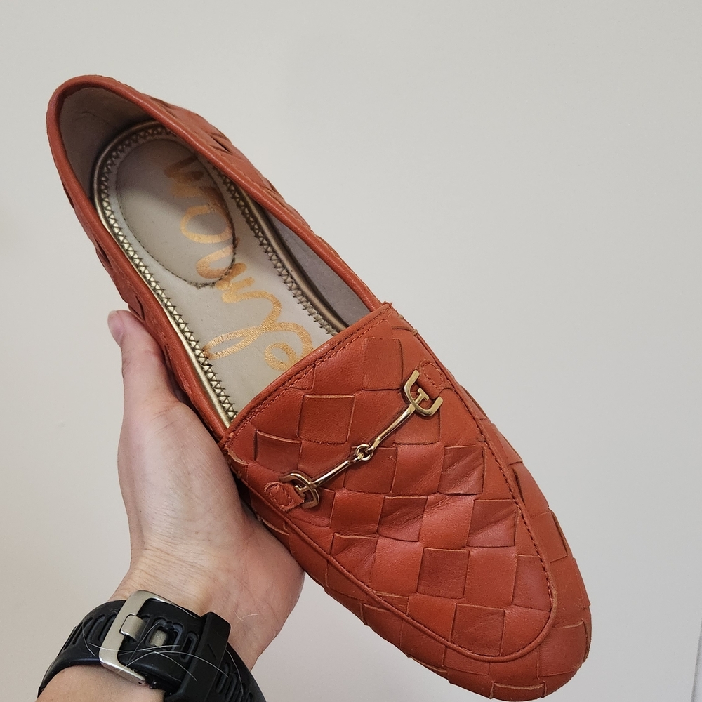 Sam Edelman Woven Leather Loafers - Burnt Orange